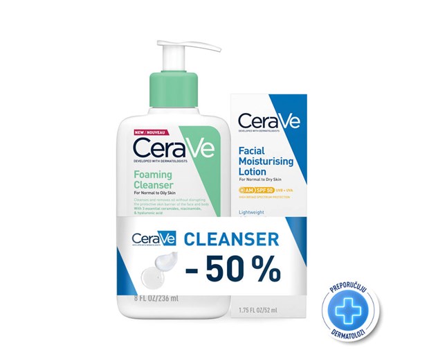CeraVe pjenušavi gel za čišćenje + hidratantna krema za lice SPF50