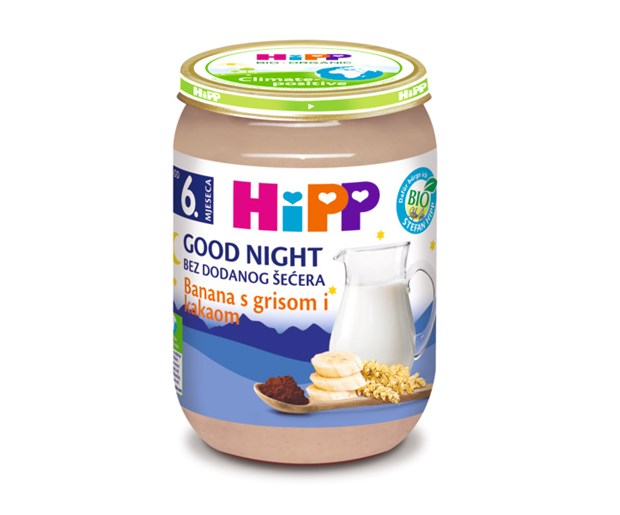 Hipp kašica banana s grizom i kakaom 190g