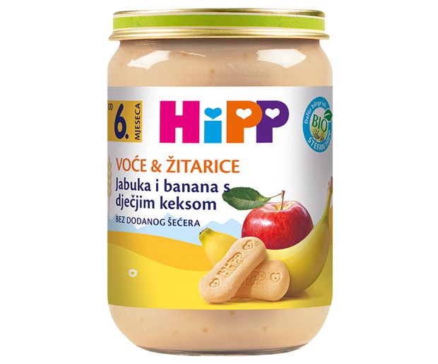 Hipp kašica jabuka i banana s dječjim keksom 190g