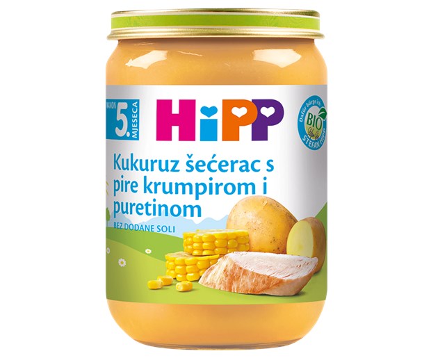 Hipp kašica kukuruz šećerac s pire krumpirom i puretinom 190g