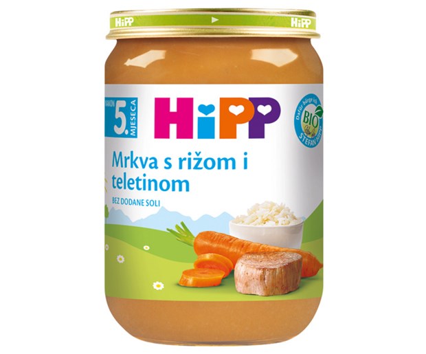 Hipp kašica mrkva s rižom i teletinom 190g