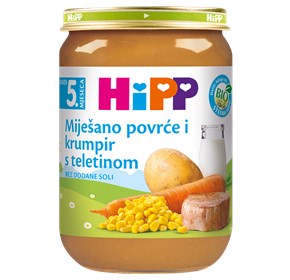 Hipp kašica miješano povrće i krumpir s teletinom 190g