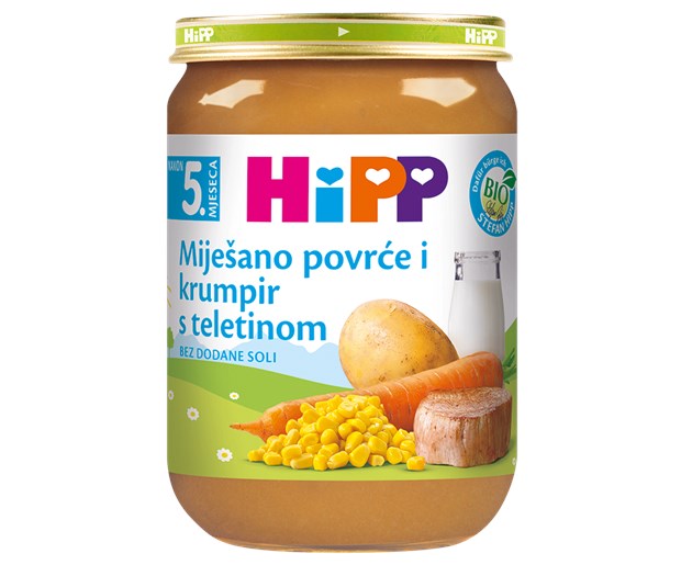Hipp kašica miješano povrće i krumpir s teletinom 190g