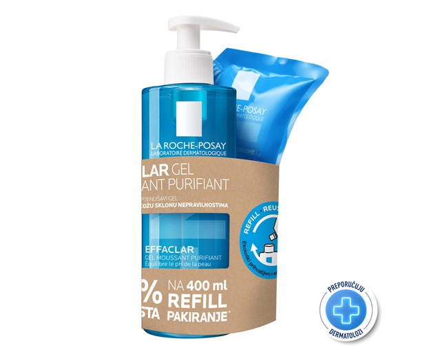 La Roche-Posay Effaclar pjenušavi gel 400ml + refill 400ml