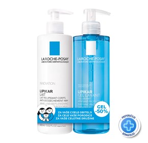 La Roche-Posay Lipikar Lait mlijeko 400ml + Lipikar gel lavant 400ml