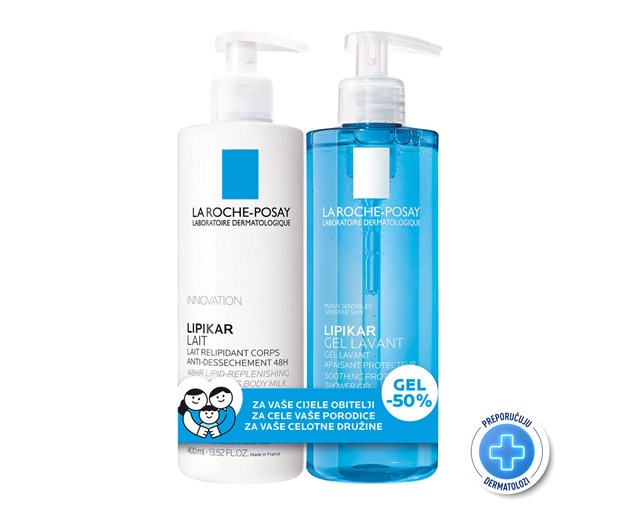 La Roche-Posay Lipikar Lait mlijeko 400ml + Lipikar gel lavant 400ml