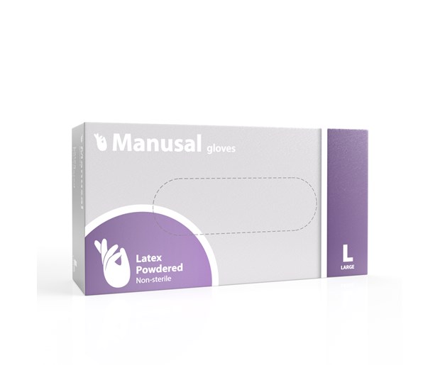 Manusal rukavice latex s puderom L