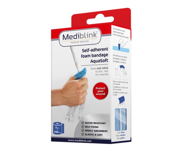 Mediblink plavi samoljepljivi vodootporni zavoj 6cmx1m