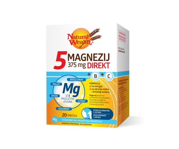Natural Wealth 5 magnezij 375mg + vitamini B i C direkt