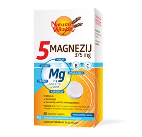 Natural Wealth 5 magnezij 375mg + vitamini B i C šumeće tablete