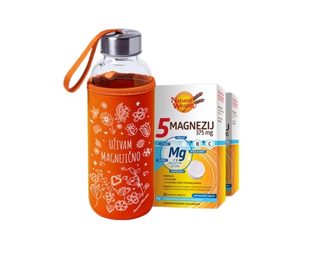 Natural Wealth 5 magnezij 375mg + vitamini B i C šumeće tablete promo paket