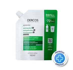 Vichy Dercos šampon protiv prhuti normalno i masno vlasište refill 390ml