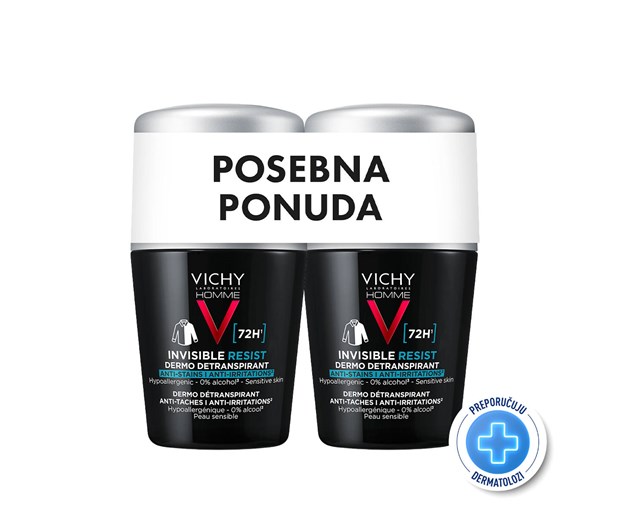 Vichy Homme Invisible resist dezodorans 72h 50ml duo promo