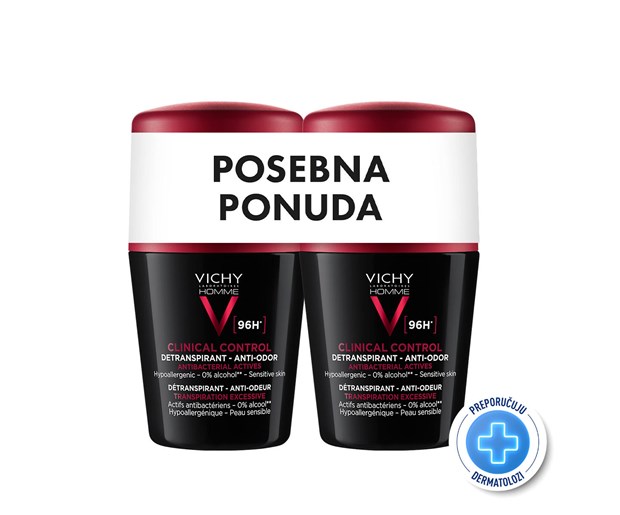 Vichy Homme dezodorans Clinical Control 96h 50ml duo promo