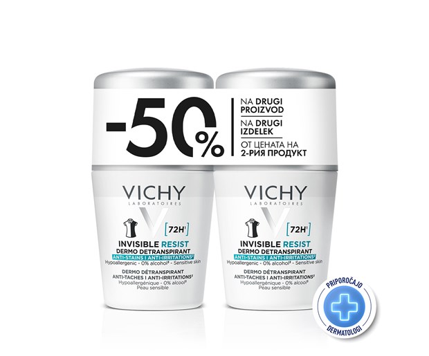 Vichy Invisible resist dezodorans 72h 50ml duo promo